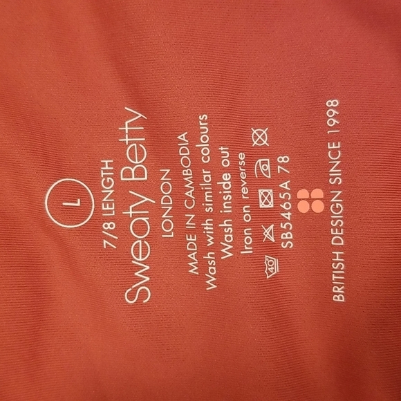 💕SWEATY BETTY💕 Goddess 7/8 Workout Leggings ~ Red Terrazzo Foil Print L NWT - Picture 15 of 16